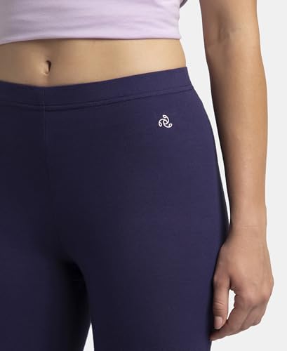 Jockey AW87 Women's Super Combed Cotton Elastane Stretch Leggings with Ultrasoft Waistband_Blue_L