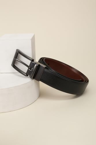 Men Black Textured Formal Belt
