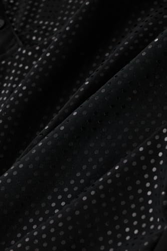 SNITCH Men's Polo T-Shirt | Metallic Dotted Design with Buttoned Closure | Nylon Blend Fabric for Comfort & Stretch | Breathable & Stylish Casual Wear | Black