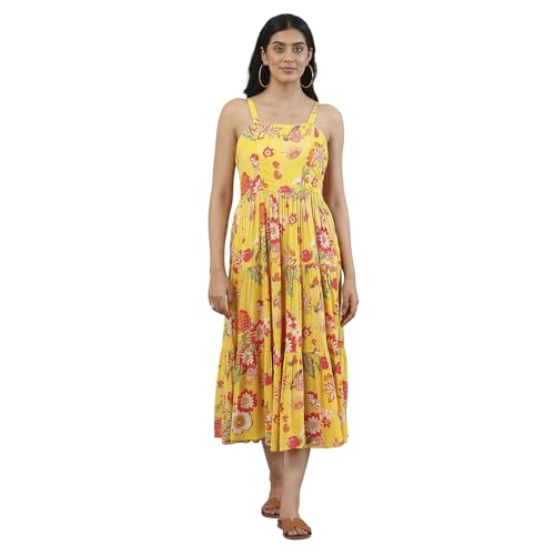 Biba Women Yellow Viscose Rayon Tiered Dress_32