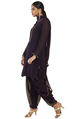 Soch Women Purple Georgette Embellished Suit Set(8907175347645_Purple_S)