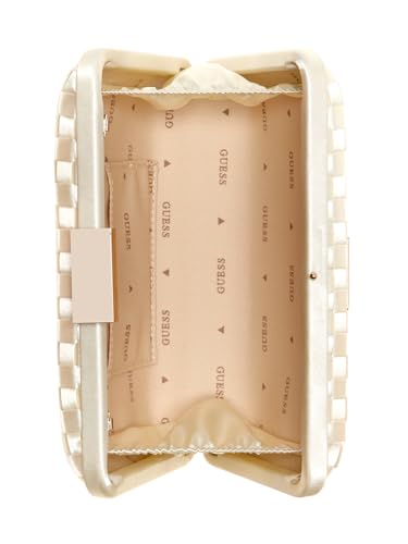 Guess Ivory Textured Push Lock Twiller Minaudiere Clutch