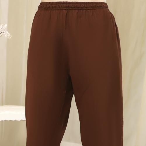 BIBA Women's 60'S Cambric Kurta Set (SKDKLMR8356ESS25BRN_Brown