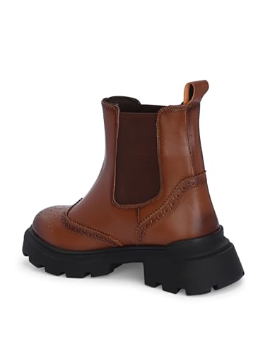 Delize Light - Tan women vegan leather, light weight, chelsea brogue ankle boots 67302-39