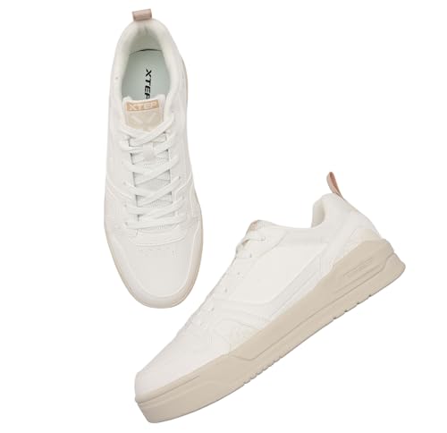 XTEP Men Modern Super Stylish Skateboard Sneakers Street Lifestyle Shoes Canvas White