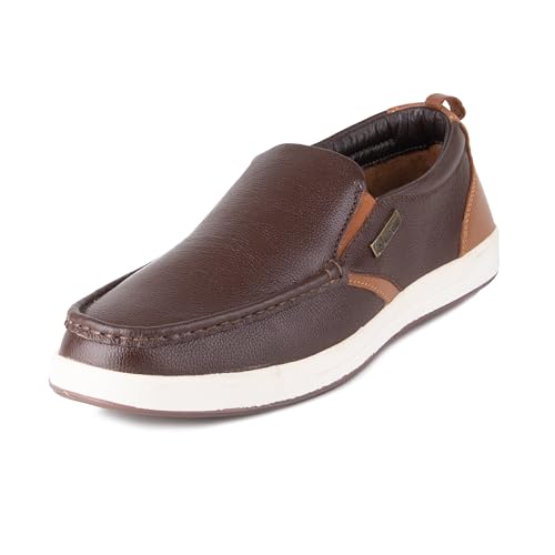 Red Chief Genuine Leather Casual Slip-On Boat Shoes for Men | Stylish & Comfortable Shoes | Brown | RC3887