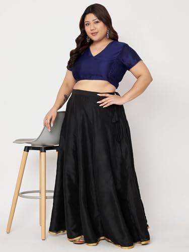 studio rasa Women's Plus Size Silk Blend Stretchable Blouse for Wedding Festive Party (TPWPC225BL66-6XL_Navy_6XL)