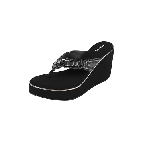 Mochi Women's Open Casual - Slippers with Flat Black Flat sole UK/4 EU/37(34-414)