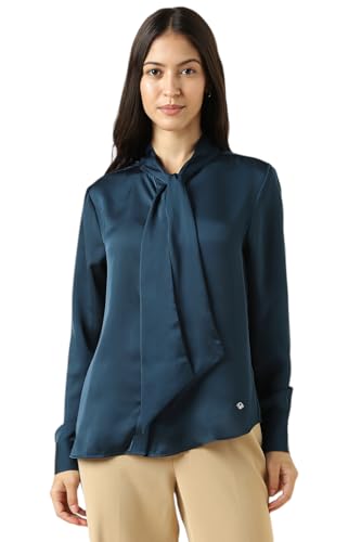 Women Navy Solid Long Sleeves Shirt