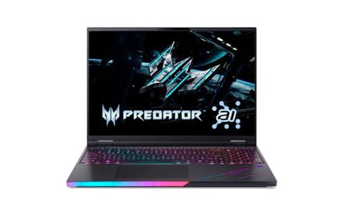 acer Predator Helios 16 AI, Intel Core Ultra 9 Processor,RTX 5090-24 GB GDDR7,32 GB/1 TB, WQXGA OLED, 16.0"/40.64 cm, 240Hz, Win 11 Home, Abyssal Black, 2.65 kg, PH16-73, RGB KB, Gaming Laptop