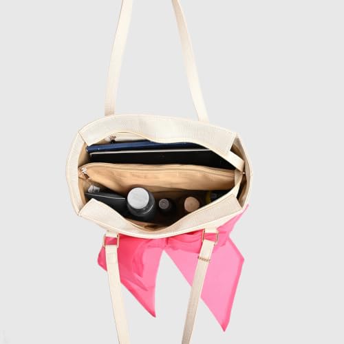 Caprese X Emily in Paris Ellen Large Tote Shoulder Bag for Women with Multi-Compartment Interior, Handbag for Work, Travel & Occasion& Exclusive Parisian Metal Charm