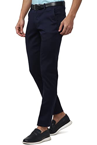 Men Navy Solid Trousers
