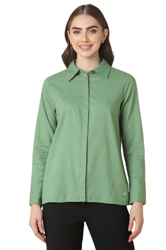Allen Solly Women Green Textured Long Sleeves Shirt