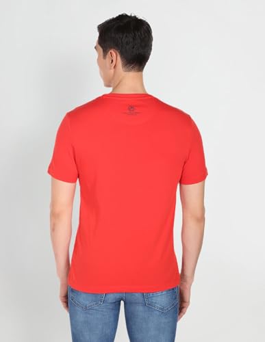 U.S. POLO ASSN. Half Sleeve Round Neck T Shirt Muscle FIT (UDTSHS0106_RED_M)