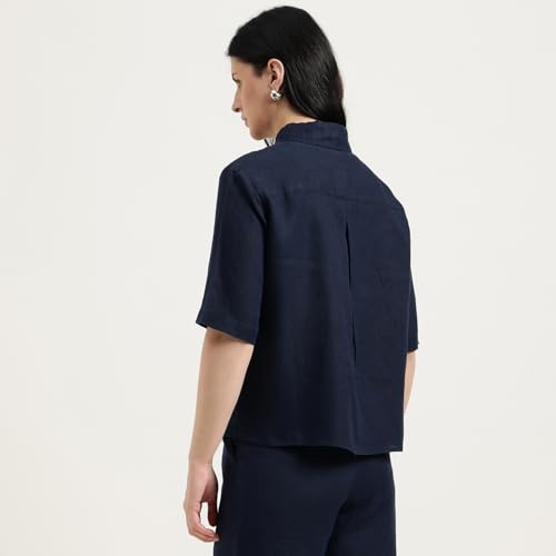 United Colors of Benetton Regular Fit Spread Collar Solid Shirt (Size : L) - 26P5BML5QB75G016 Blue