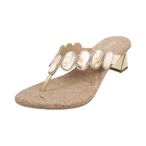 Mochi Women Gold Ethnic Synthetic Sandals Uk/7 Eu/40 (35-817)