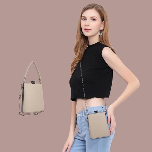 Lady Quinton Bridal Handbag Clutch Purse, Synthetic Leather Shoulder Sling Bag (Beige)