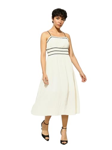ONLY Women's Fit and Flare Cream Dress