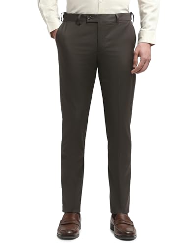 Arrow Men's Hudson Regular Fit Dobby Trousers (ARALTR2085_Dark Brown_38)