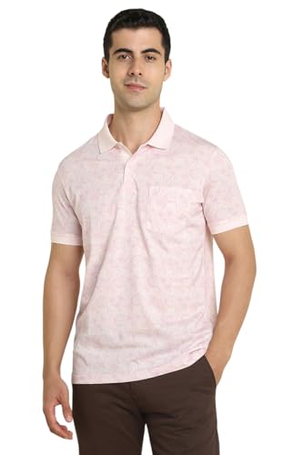 Allen Solly Men Pink Printed Polo Neck T-Shirt