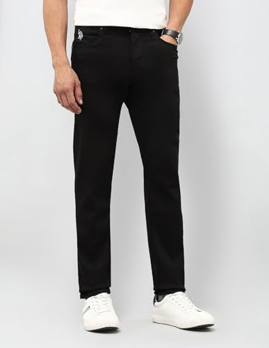 U.S. Polo Assn. Denim Co. Men's Brandon Slim Tapered Fit Black Jeans (UDJEN1854_Black_32)