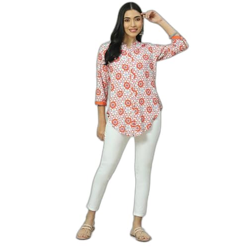 Rangriti Women's Regular Fit Blouse (RMMINDIETO18219SS23WHT_White
