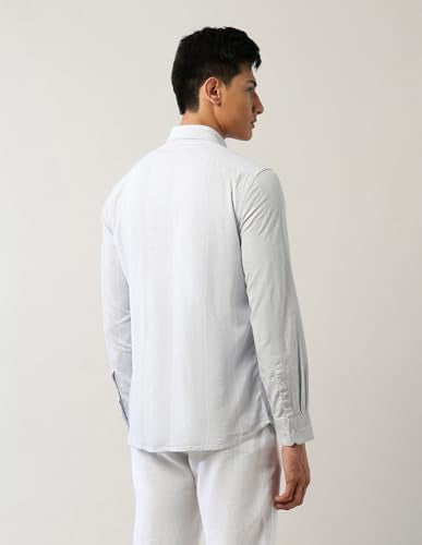Arrow Sports Men's Striped Slim Fit Shirt (ASAEOSH1770_Light Grey
