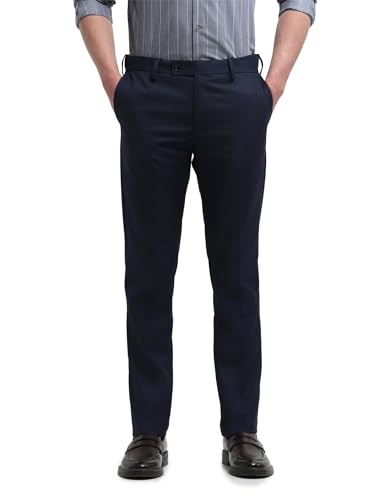 Arrow Men's Hudson Tailored Regular Fit Dobby Trousers (ARALTR2083_Navy_30)