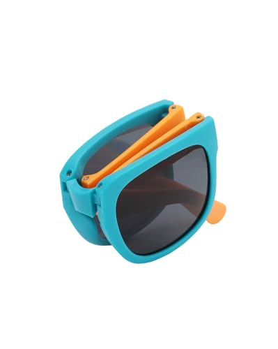 Carlton London Girls Turquoise and Orange Toned UV Protected Black Lens Foldover Sunglass