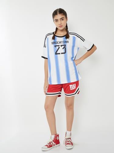 Max Women Argentina Oversized Sports T-Shirt (Blue_XS)