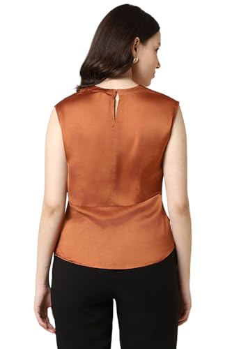 Allen Solly Women's Regular Fit Blouse (AHTSWRGFZ05848_Brown