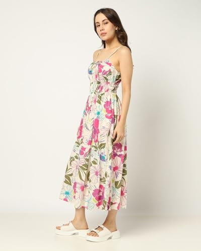 GAP Women's Cotton Blend Classic Midi Casual Dress (442754731_Multi Multicolour