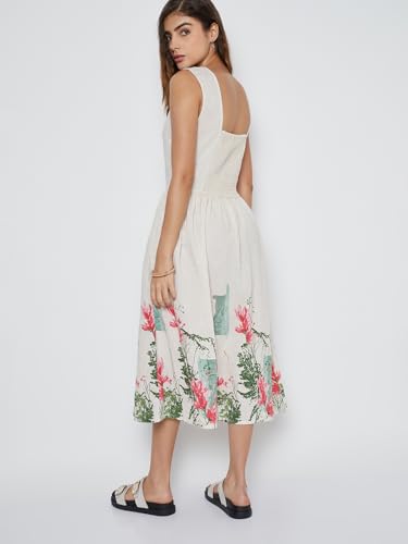 Max Women Printed A-line Dress (White_XL)