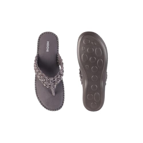 Mochi Women Grey Thong Comfort Slip-on Sandal UK/4 EU/37 (44-151)