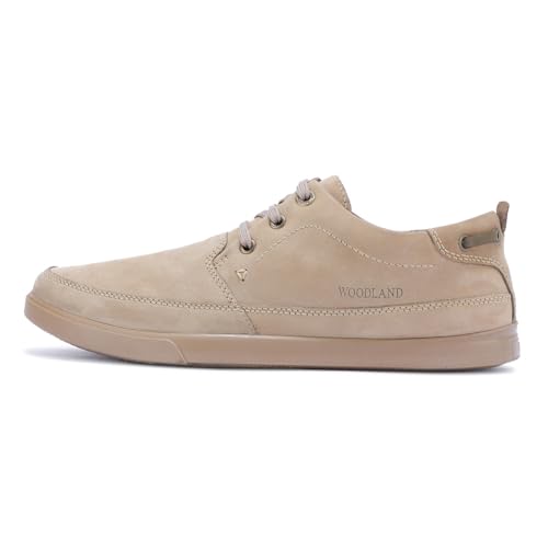 Woodland Men's Khaki Leather Casual Shoes - 9 UK/India (43 EU)