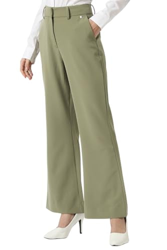Van Heusen Women Olive Solid Formal Regular Fit Trousers