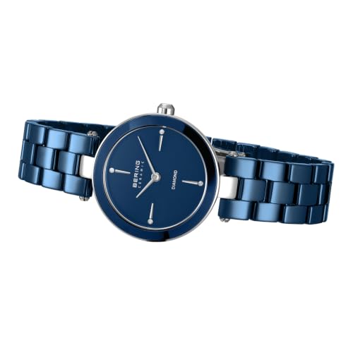 BERING Ceramic Analog Blue Dial Diamond Women Watch - 16629-707
