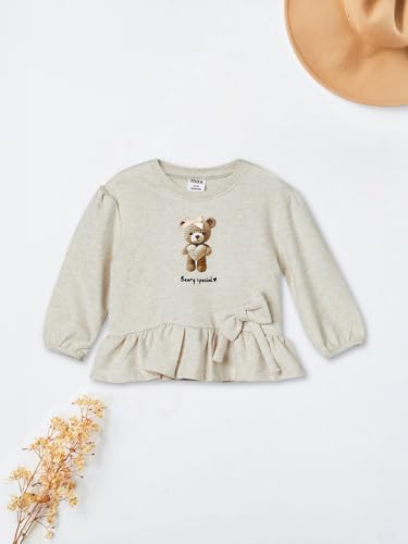 Max Girls Printed Top with Leggings Set (Beige_18-24 M)