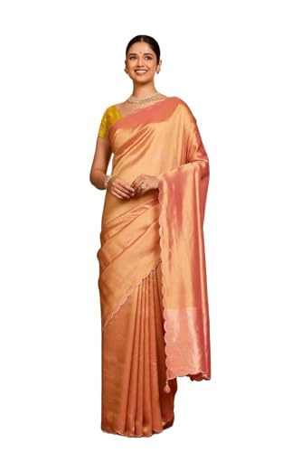 Taneira Women Light Pink Viscose Tissue Woven Saree with Unstitched Blouse Piece (SAPP01AC5590-Light Pink)
