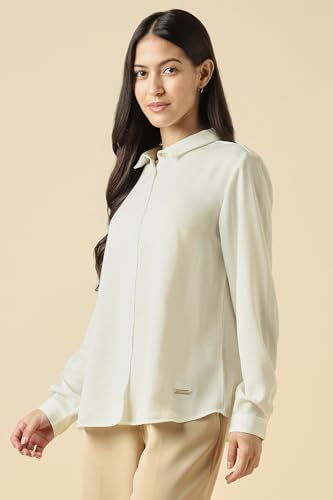 Women White Solid Long Sleeves Shirt