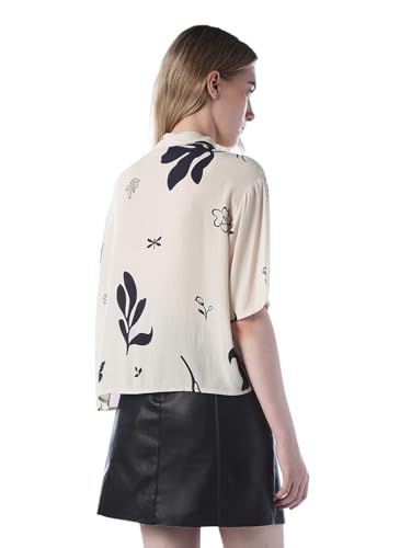 ONLY Women's Abstract Print Regular Fit White Shirt