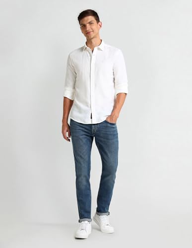 U.S. Polo Assn. Denim Co. Slim Fit Poplin Linen Shirt White