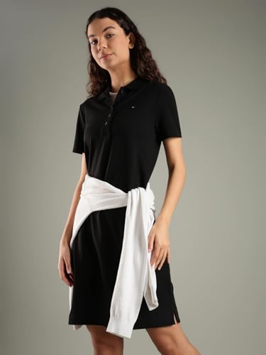 Tommy Hilfiger Cotton Polo Collar T-Shirt Dress Black