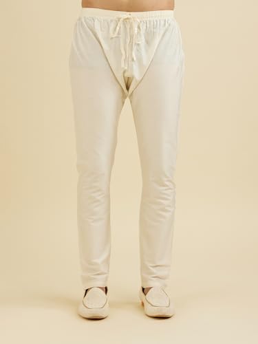 Manyavar Men's Cotton Blend Digital Print|Embroidery Kurta Set (Pink,S)