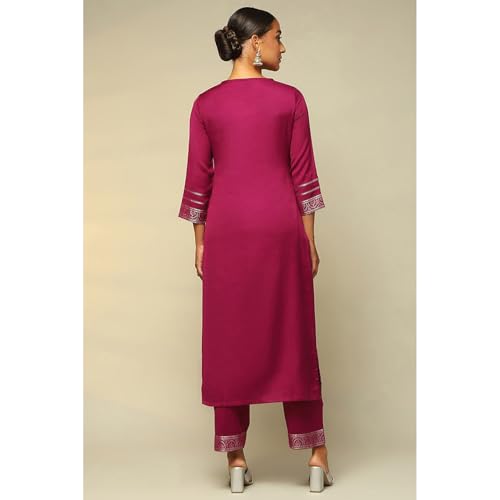 Rangriti Women's Acrylic Kurta Set (WNTRWR19626AW24PHLSA_Phalsa