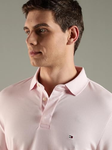 Tommy Hilfiger Men's Solid Regular Fit Polo Shirts (S26HMKT265_Pink M)