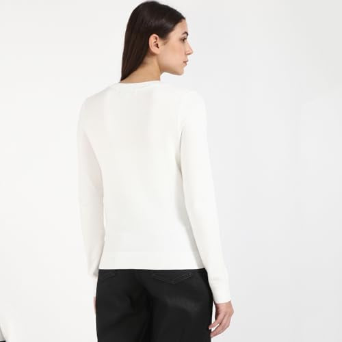 Tommy Hilfiger Women's Viscose V-Neck Sweater (S25HWSW015 White