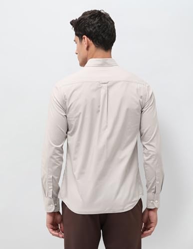 U.S.Polo Association Men's Solid with Stripe Detail Regular Fit Shirt (USSHT3284_Beige_42)