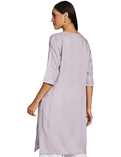 W for Woman Women's Rayon Regular Kurta (20AUW14661-116395_Light Purple_M)