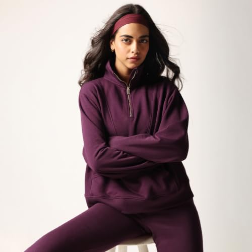 BlissClub BlissTerry Half Zip Jacket for Women, Premium Cotton French Terry, 10X More Durable Than Cotton, Relaxed Fit with Kangaroo Pocket
